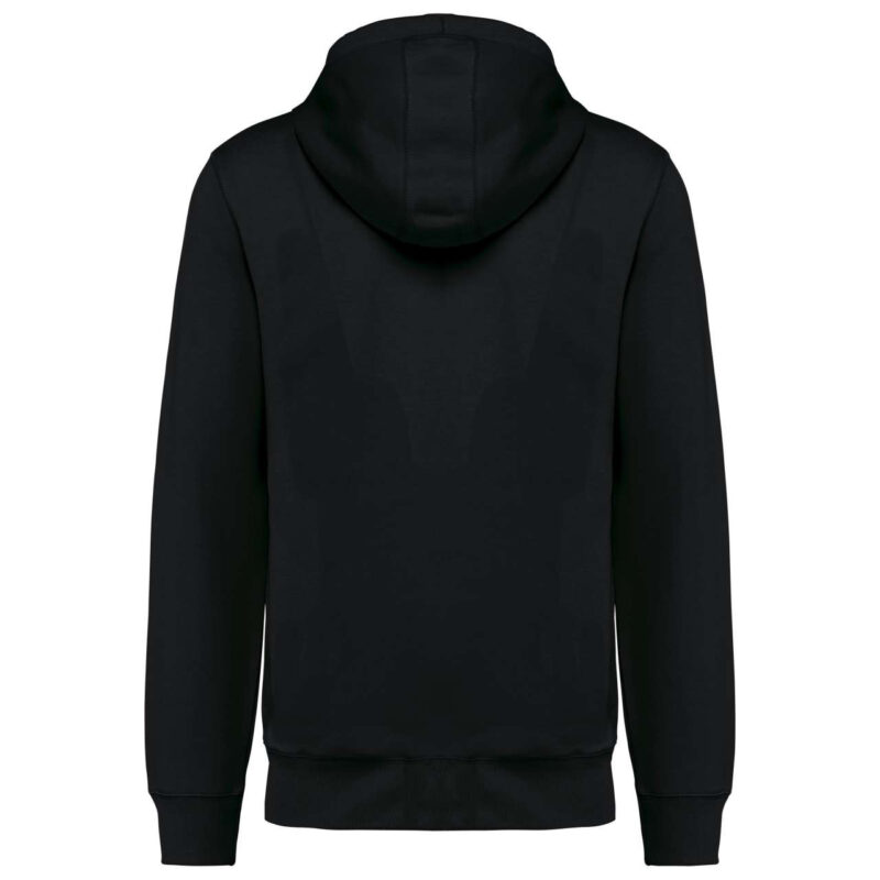 unisex οργανική ζακέτα με κουκούλα πίσω όψη σε χρώμα μαύρο
