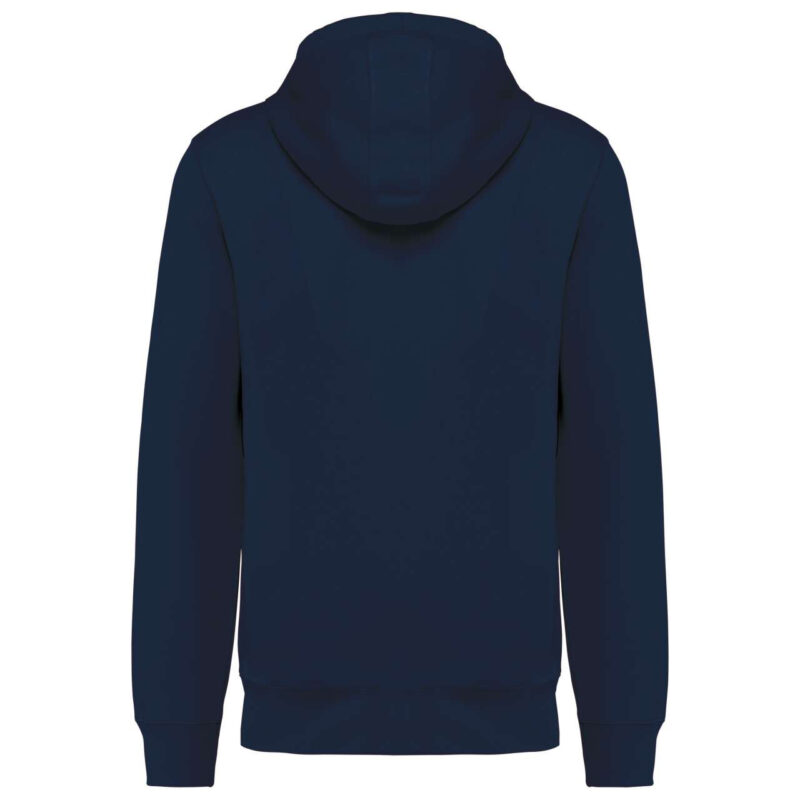 unisex οργανική ζακέτα με κουκούλα πίσω όψη σε χρώμα navy